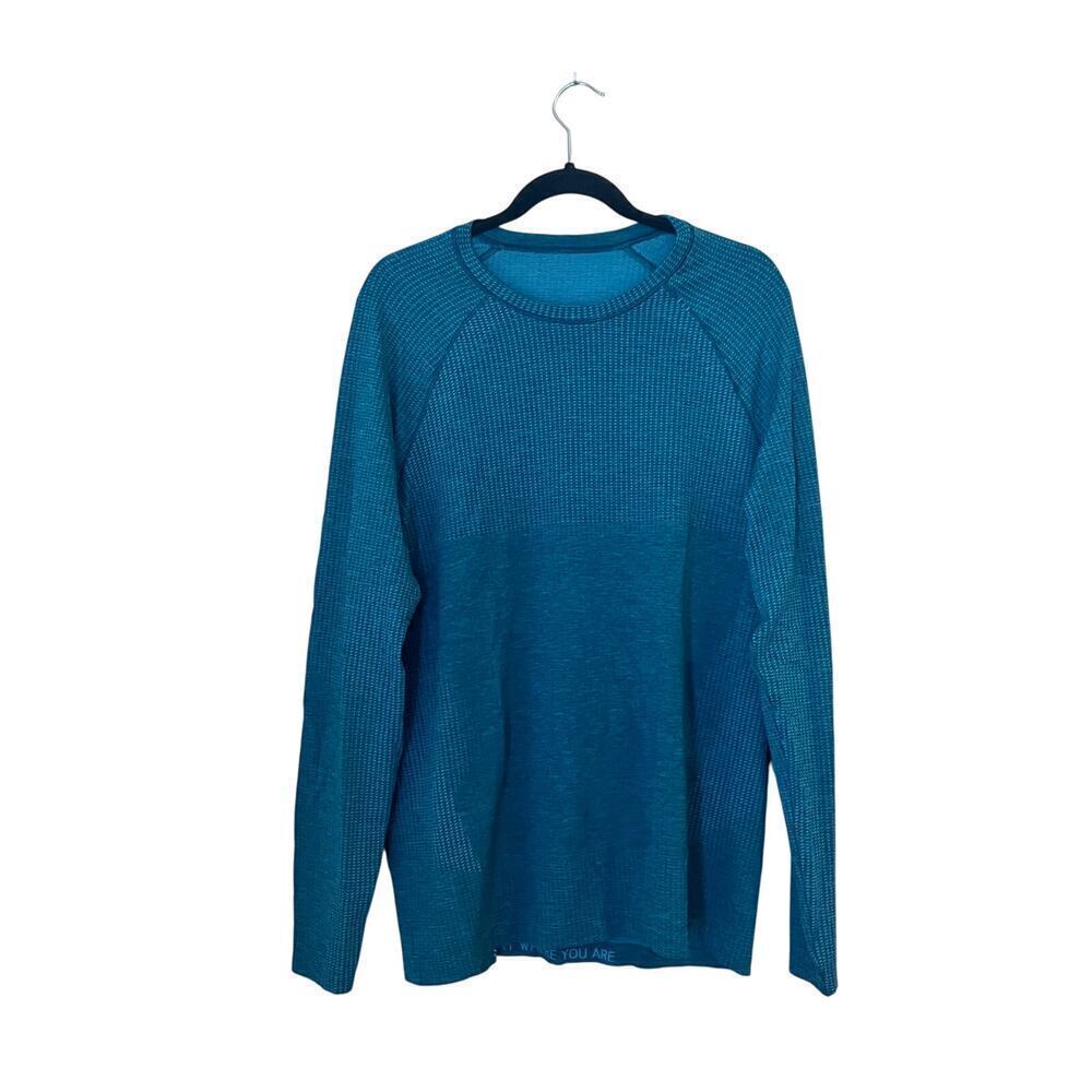 Lululemon Men’s Tech Long Sleeve Men’s Shirt Large Teal Green Logo Lightweight